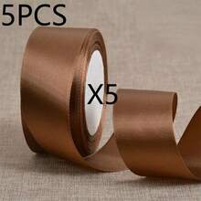1/5pcs 4cm Wide Colored Gift Wrapping Ribbon, Satin Ribbon, Silk Ribbon, Weaving Ribbon For Rose Flower Decor, Gift Box Packaging Bowknot - Beige - View 22