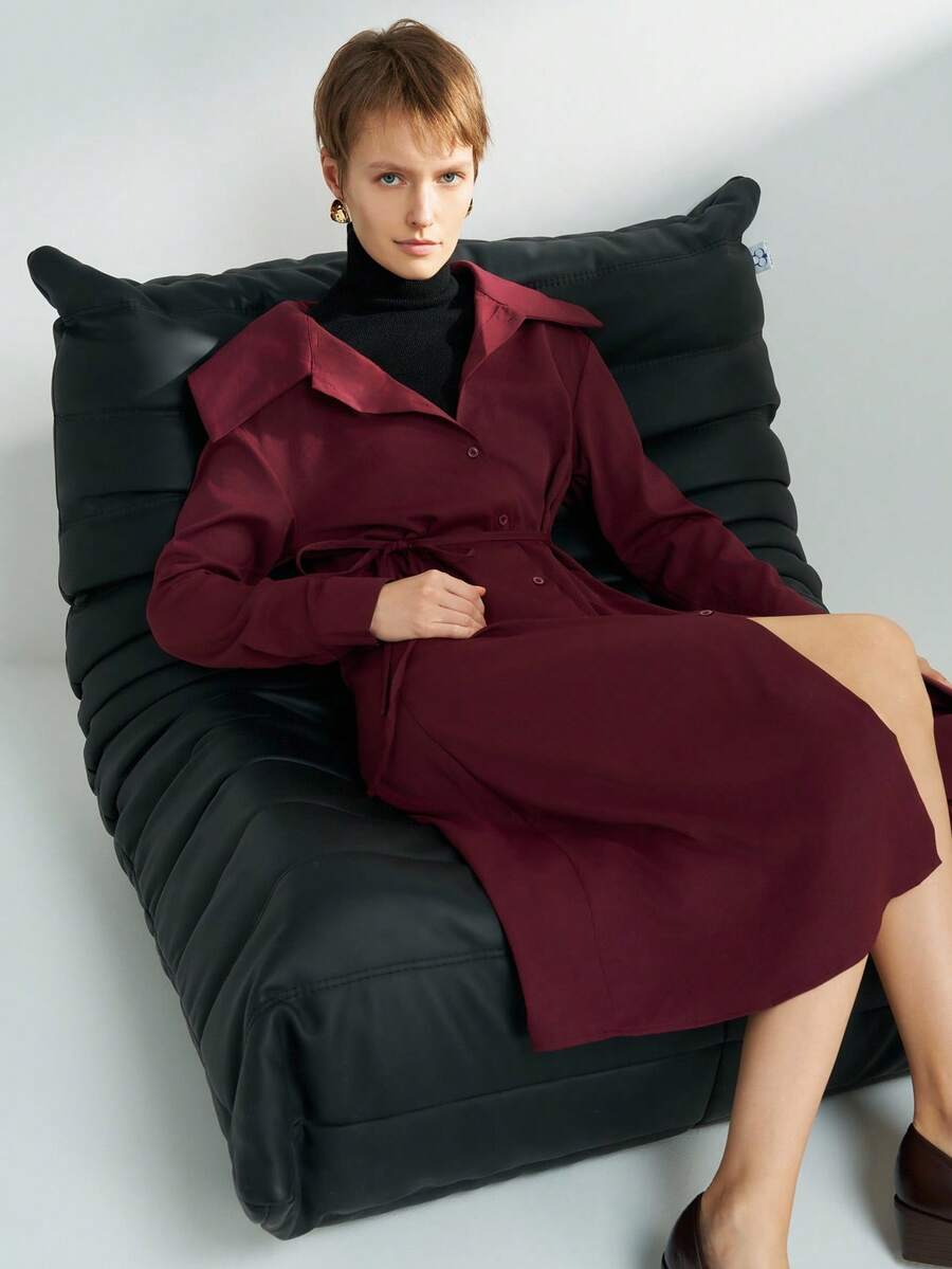 Airaco Damen Lässig Kleid mit Knopfverschluss, geeignet für den täglichen Herbsttragekomfort