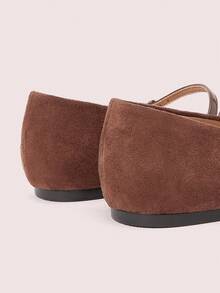 CUCCOO DOLLMOD 女式棕色绒面革可爱舒适优雅蝴蝶结装饰玛丽珍平底鞋，校园/休闲风格 - 棕色 - 查看 8