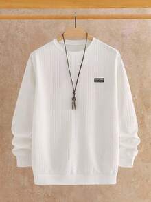 HIMLAND Men's Casual Letter Graphic Crew Neck Long Sleeve Pullover Sweatshirt, Autumn Men Sweatshirt Men Tops Long Sleeve Men Tops Men S Long Sleeve T Shirts, For Fall Winter