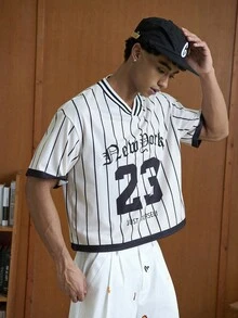 TOKVUE 男士 T 恤棒球衫 23 球衣衬衫男士棒球服棒球球衣细条纹棒球衫 - 彩色 - 查看 6