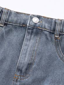 Fustă neagră nouă, la modă, cu croială lejeră, spălată, moale, casual, funcțională, cu buzunar, pentru fete preadolescente, respirabilă, potrivită pentru purtare zilnică, primăvară/vară 2025 - Noutăți