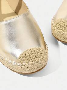 Styleloop Sapatos baixos dourados da moda feminina - Ouro - Ver 4