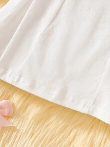 SHEIN 秋季新品新生女婴优雅甜美可爱简约休闲风格蝴蝶结公主裙长袖连体衣 - 粉色 - 查看 5