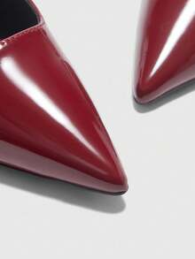 CUCCOO BIZCHIC Sepatu hak tinggi runcing warna burgundy untuk wanita, sepatu stiletto seksi dengan tali belakang untuk bepergian, bekerja, pesta, dan acara musim semi. - Burgundy - View 7