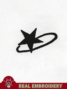 Noixe Women's Casual Versatile Embroidered Hooded Slim Fit Sweatshirt