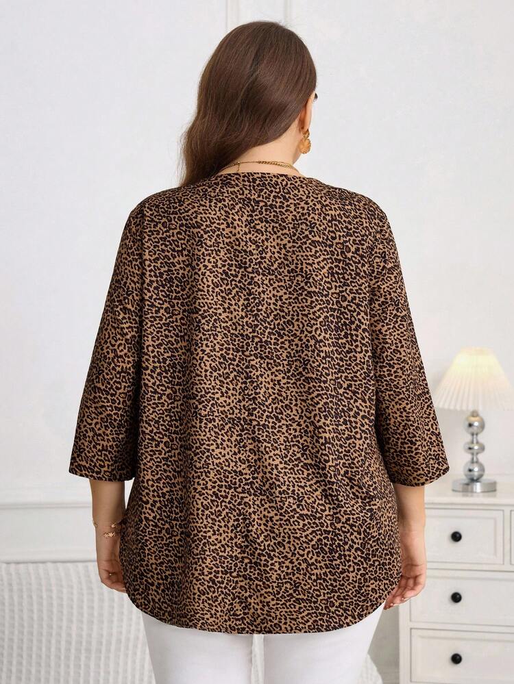 Plus Size Women's Purple Red 3/4 Sleeve Blouse, Early Spring  Brown Blouses For Women Fall Clothes For Women Winter Clothes