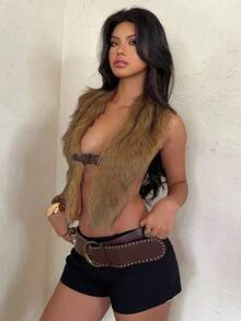 Aloruh Women's Sexy Fashion Faux Fur Vest With Waist Buckle Design And Side Slit Fall Clothes Fall Clothes For Women All Outfits Women  Fall Outfits For Women Fall Outfits Autumn Clothes Women's Fall Clothes Women's Coat Chic Autumn Brown Top  Tops For School Chic Top  Concert Outfit Women Rave Outfits Festival Country Concert Outfit Ibiza Outfits Nashville Outfits Western Wear Women Western Boho Streetwear Tropical Gyaru Western Wear Women Western Gyaru  Cute Summer Tops Y2K Tops