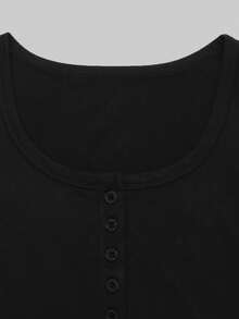 INAWLY 女式纯色纽扣修身休闲时尚长袖T恤 - 彩色 - 查看 4