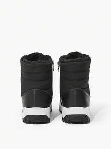 JNSQ 1双儿童/青少年黑色毛绒时尚拉链保暖雪地靴，舒适休闲冬季靴，适合日常穿着和运动 - 黑色 - 查看 8