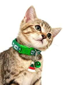 PETSIN 1 件宠物圣诞系列项圈；雪花印花铃铛项圈；圣诞系列吊坠项圈；宠物项圈；宠物用品。 - 彩色 - 查看 17