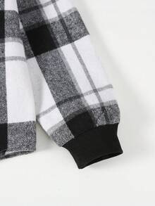 SHEIN Explorewe Girls Casual Loose Plaid Hooded Shacket Paired With Sweatpants Suit, Suitable For School, Campus, Leisure And Daily Wear, Autumn