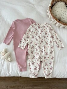 LMoss Kids LMoss 2件套女婴针织可爱动物图案休闲连体衣套装 - 彩色 - 查看 2