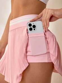 Sovereign Charm Summer Contrast Waistband Pleated Sports Skirt Shorts