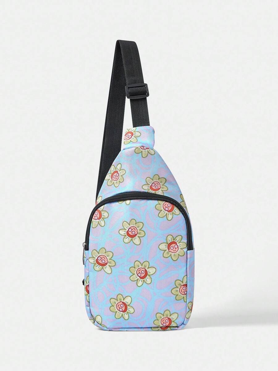 Rick and Morty X SHEIN Unisex Chest Bag Messenger Bag, Multi-Functional Lightweight Simple Chest Pack, Suitable For Outdoor, Hiking, Travel And School, Creative Gift For Friends, Birthday, Christmas, Graduation, Very Suitable For Students And Friends