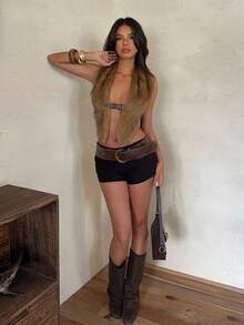 Aloruh Women's Sexy Fashion Faux Fur Vest With Waist Buckle Design And Side Slit Fall Clothes Fall Clothes For Women All Outfits Women  Fall Outfits For Women Fall Outfits Autumn Clothes Women's Fall Clothes Women's Coat Chic Autumn Brown Top  Tops For School Chic Top  Concert Outfit Women Rave Outfits Festival Country Concert Outfit Ibiza Outfits Nashville Outfits Western Wear Women Western Boho Streetwear Tropical Gyaru Western Wear Women Western Gyaru  Cute Summer Tops Y2K Tops