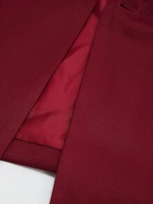 Aveloria GENKIRA Wine Red Loose Casual Commuter Versatile Extra Wide Shoulder Silhouette Cinched Waist Decor Solid Color Blazer - Burgundy - View 7