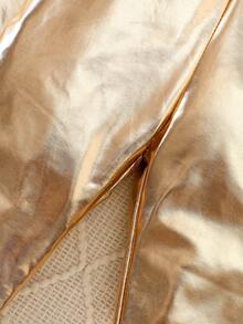 SHEIN Baby Girl Metallic Cone Shaped Pants, Fashion Party Bottoms - Gold - View 4