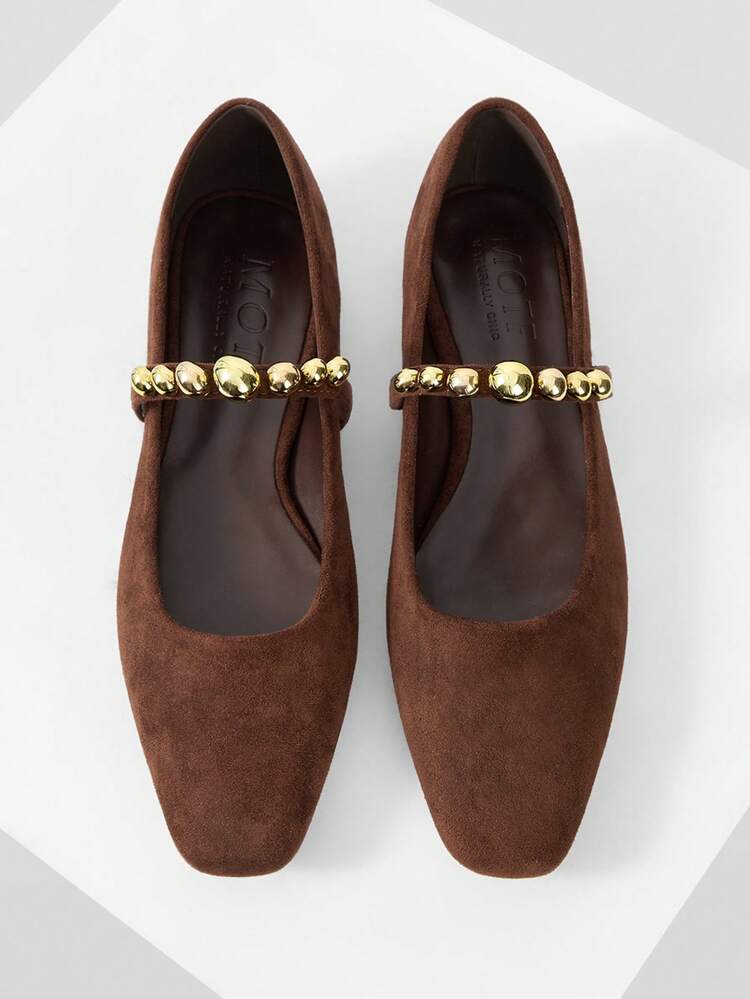 BEADED DETAIL SQUARE TOE FLATS FOR CHRISTMAS