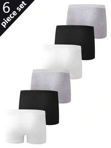 4件装男童纯色黑色、白色、灰色基本款休闲舒适棉质三角裤内裤