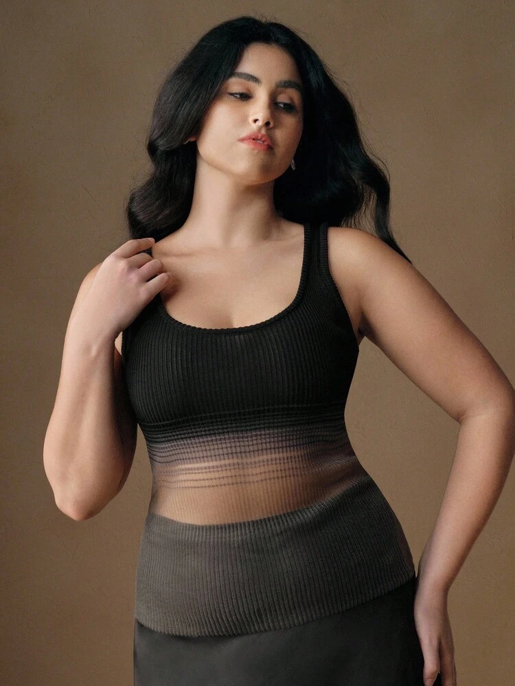 Plus Size Women Lightweight Gradient Sheer Camisole
