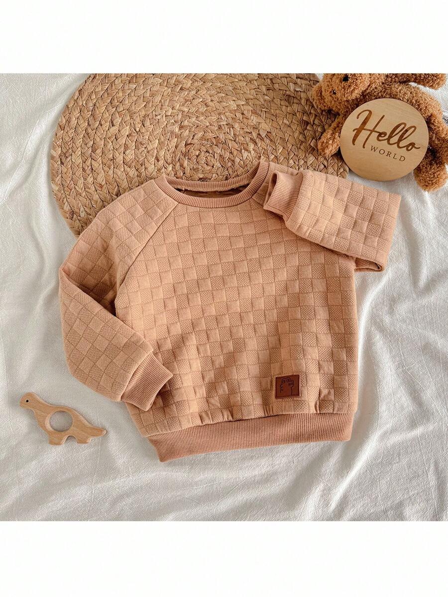 Loomiva Áo nỉ chui đầu cổ tròn họa tiết đính vải cho bé trai - Màu Khaki - Xem 1