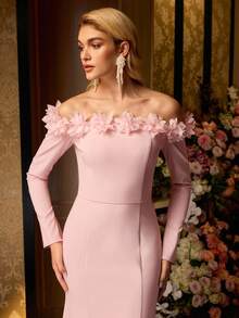 MOTF Soiréza VÁY CẮT VAI APPLIQUES BIAS - Hồng - Xem 5