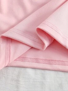 SHEIN 2 件套女童卡通小狗蝴蝶结印花针织休闲长袖上衣和裤子睡衣套装 - 淺粉色 - 查看 4