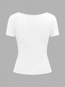 SHEIN EZwear 3 件女士短袖短款休闲修身 T 恤，适合夏季 - 彩色 - 查看 4
