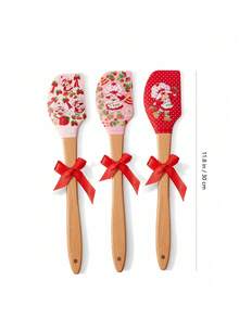 Strawberry Shortcake X SHEIN 1Pc / 3pcs Silicone Cake Baking Scraper, With Strawberry, Cream Cake Printing,Gift Ideas