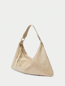 SHECARRY 女士绒面革大容量时尚日常通勤单肩包 - 杏色 - 查看 3