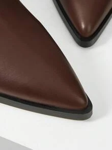 MOTF 时尚尖头粗跟过膝靴，适合约会和派对 - 棕色 - 查看 6