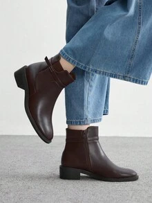 CUCCOO BIZCHIC 女士尖头休闲粗跟踝靴 - 咖啡棕 - 查看 5