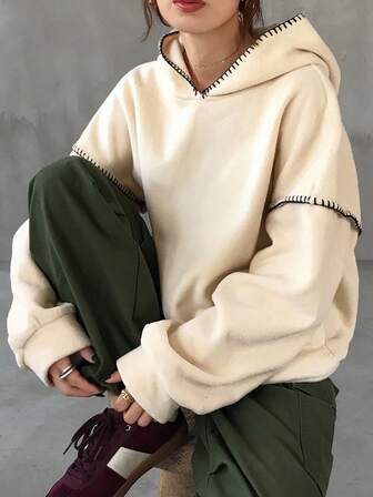 FRIFUL Women's Casual Loose Drop Shoulder Long Sleeve Hoodie Sweatshirt, Autumn