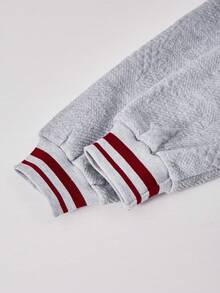 Sparklyn 2pcs/Set Teen Girl Casual Letter Print Long Sleeve Hoodie Sweatshirt And Flare Pants, Autumn - Burgundy - View 6