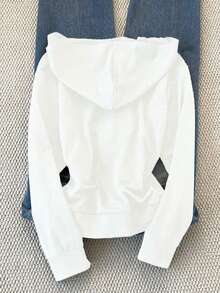 Noixe Women's Casual Versatile Embroidered Hooded Slim Fit Sweatshirt