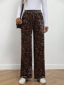 EMERY ROSE Quần ống đứng họa tiết da báo đi làm thời trang nữ - Nhiều màu - Xem 3