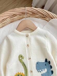 SHEIN 新生女婴可爱卡通图案长袖毛衣连体衣，秋冬 - 彩色 - 查看 7