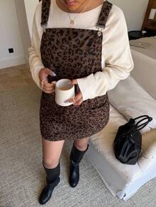 Dripcurv Plus Size Fall And Winter Christmas Women Dresses Adjustable Strap Casual Overall Plinth Clothes With Pockets Fall Skirts With Pockets New Years Women Outfit Holiday Outfit Holiday Party Dress Plus Dress - Multicolor - View 5