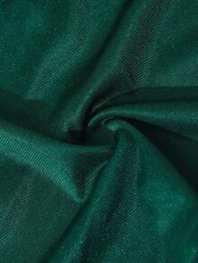 Vestido de manga larga con parches de terciopelo y strass para mujer - Verde Oscuro - Ver 7