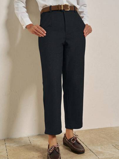 Pantalones harem casuales de unicolor con bolsillo para mujer