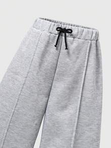 SHEIN Sparklyn Teen Girl Casual Wide Leg Knit Fabric Pants, Loose Fit Comfortable, Suitable For Autumn/Winter Daily Commute, Outing, Party, Photo Shoot, Shopping