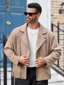 EASEVO Plus Size Men's Fashionable Jacket, Autumn/Winter - Khaki - View 4