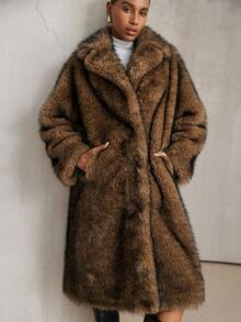 Aveloria Modichic Women Faux Fur Coats - Brown - View 3