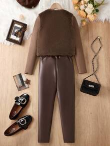 Vår/höst Ny ankomst Minimalistisk koreansk stil Mångsidig Casual Flickjacka Set - Multifärgad - Visa 2