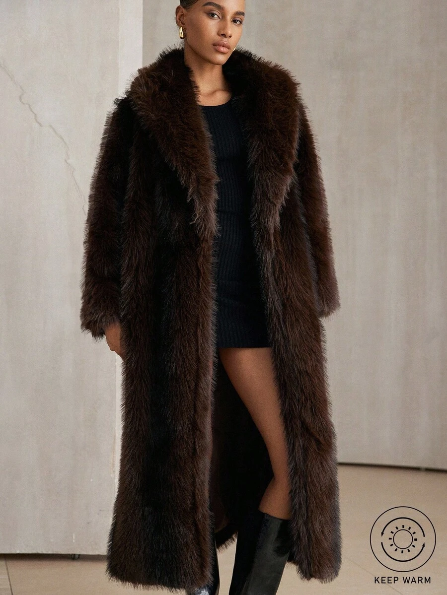 Aveloria Modichic Último cárdigan largo con cinturón y decoración de hebilla de metal, de ajuste holgado, con cuello de peluche sintético en estilo tie-dye ondulado