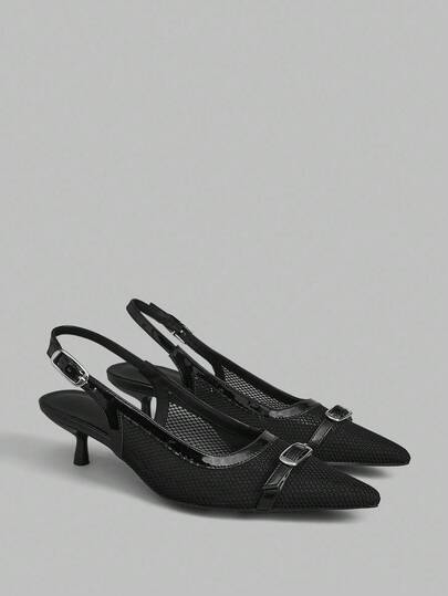 Ontre Women's Fashion Mesh Backstrap Versatile Personalized High Heel Pumps