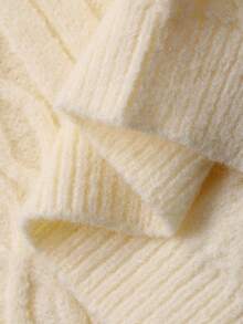 DAZY Women's Casual Everyday Commute Simple Solid Color Turtleneck Cable Knit Sweater And Straight Leg Knit Pants 2 Pieces Set, Autumn/Winter