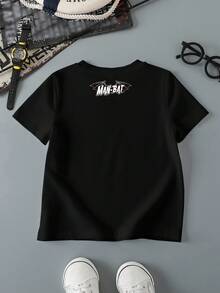 BATMAN X SHEIN Young Boy Summer Casual Figure Graphic Short Sleeve T-Shirt - White - View 2