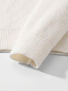 Manfinity Homme Men's Solid Color Button Half Placket Raglan Sleeve Casual Sweater, Autumn/Winter - Beige - View 4